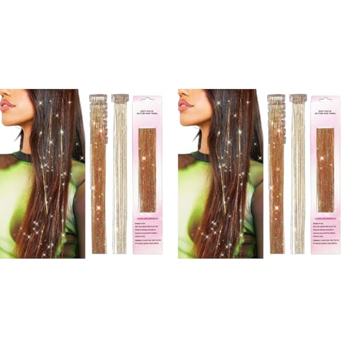 MAYCREATE® 12PCS Hair Tinsel Extensions Brown Glitter Strands 20.5 inch Clip-on Shiny Heat Resistant Fairy Kit for Women Girls Halloween Cosplay Party MAYCREATE® 12PCS Hair Tinsel Extensions Brown Glitter Strands 20.5 inch Clip-on Shiny Heat Resistant Fairy Kit for Women Girls Halloween Cosplay Party